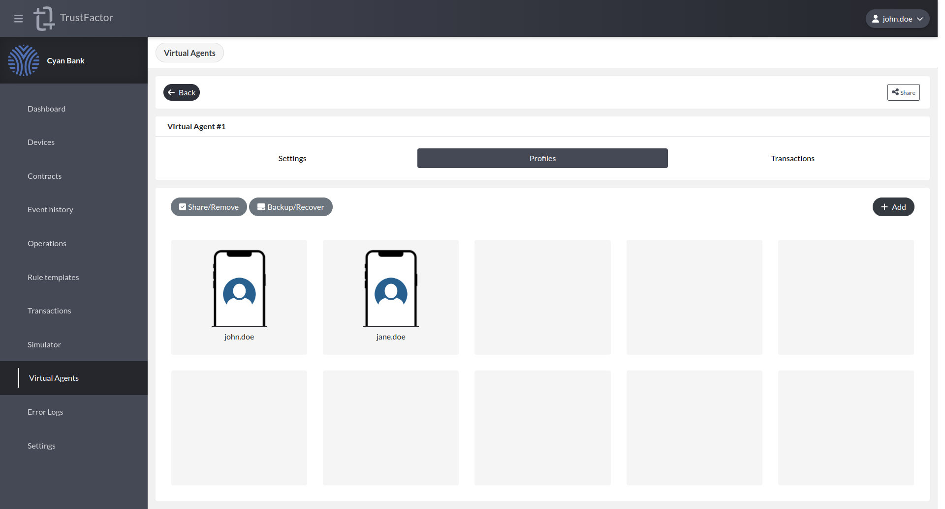 Virtual Agents Profiles List Virtual Agents Profiles List