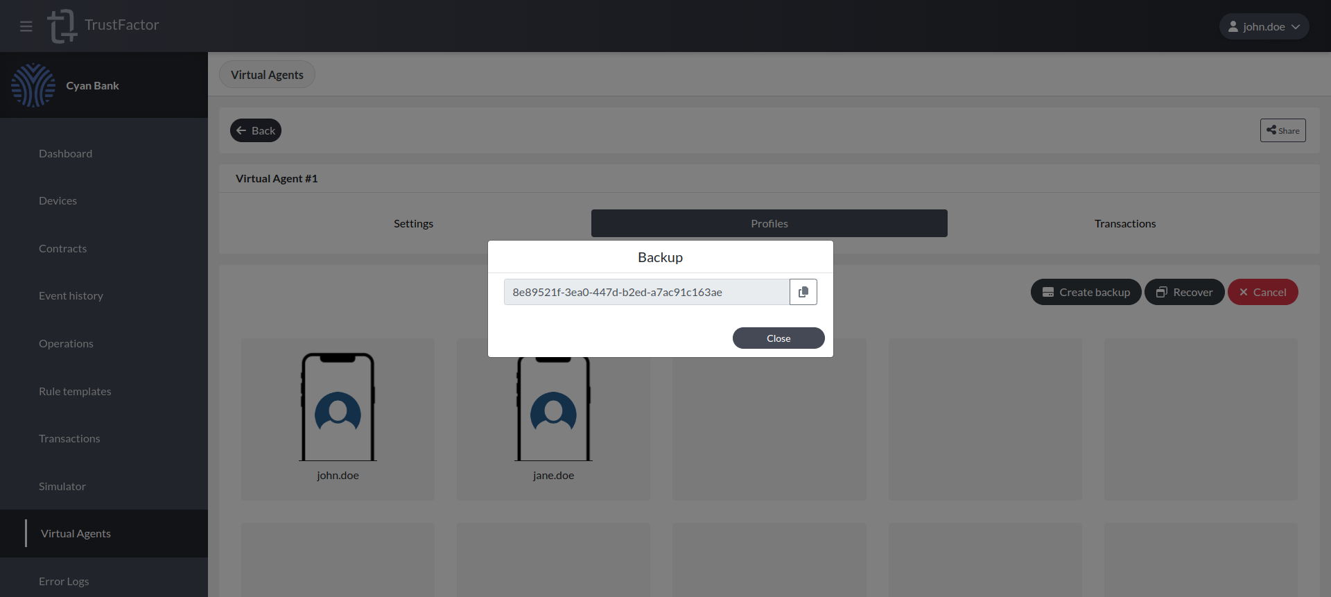 Virtual Agents Profiles Backup Virtual Agents Profiles Backup