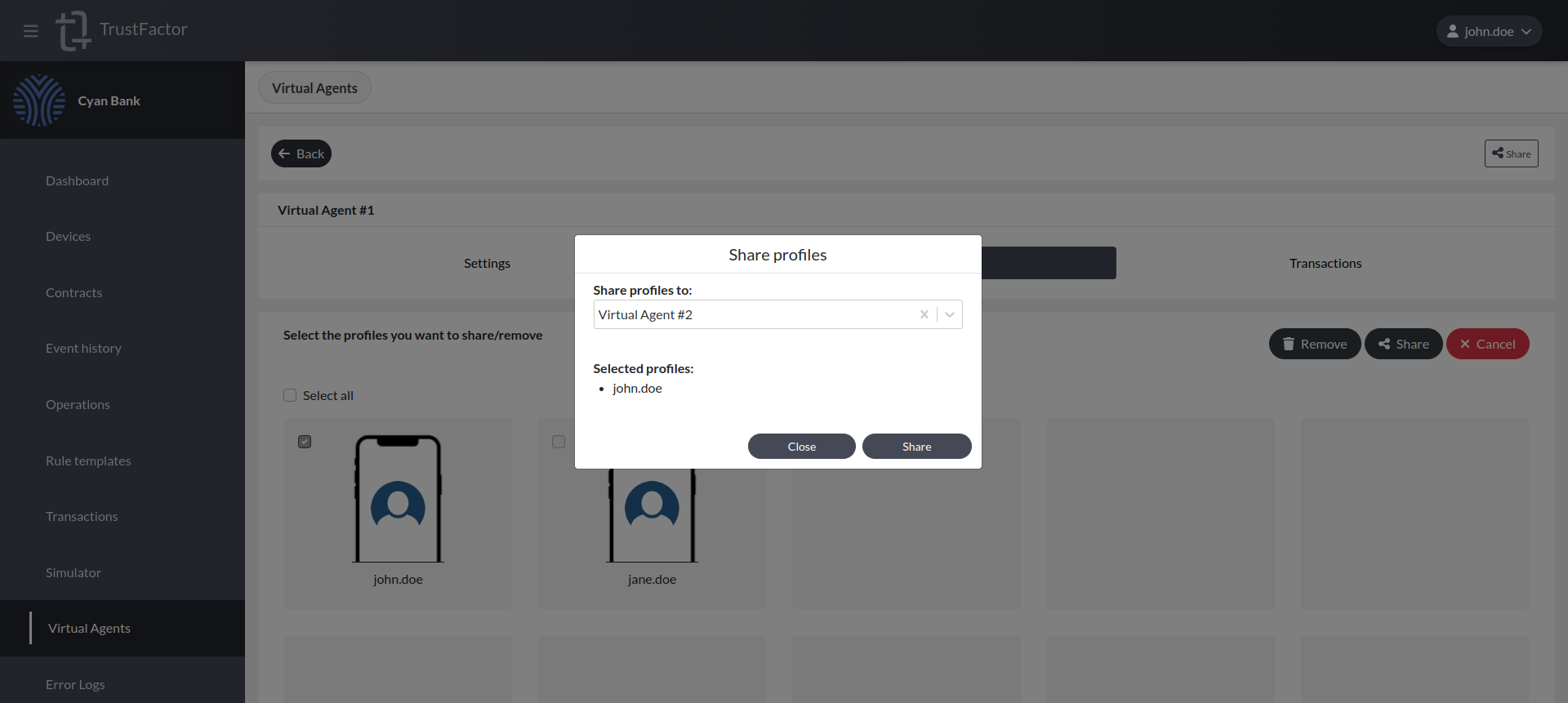Virtual Agents Profiles Share Virtual Agents Profiles Share
