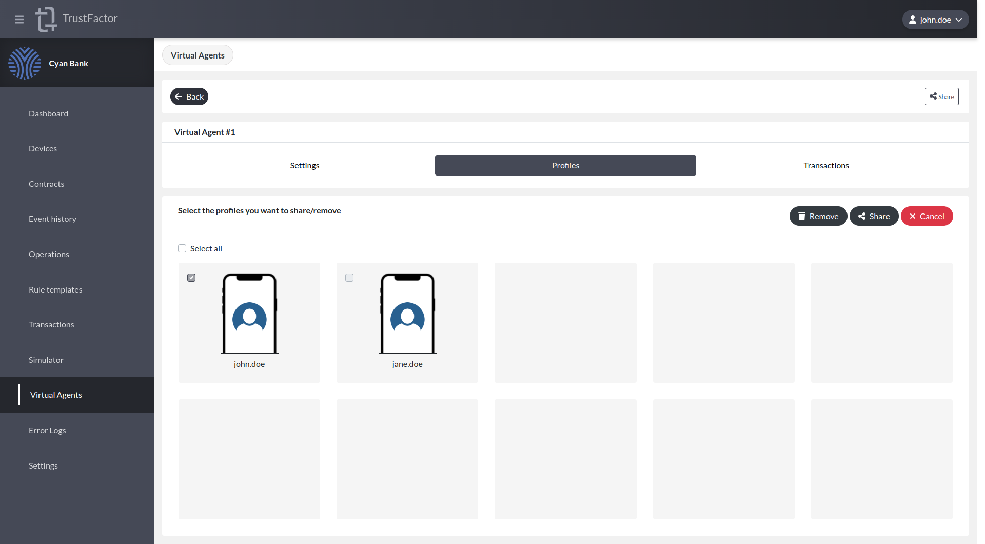 Virtual Agents Profiles Share/Remove Virtual Agents Profiles Share/Remove