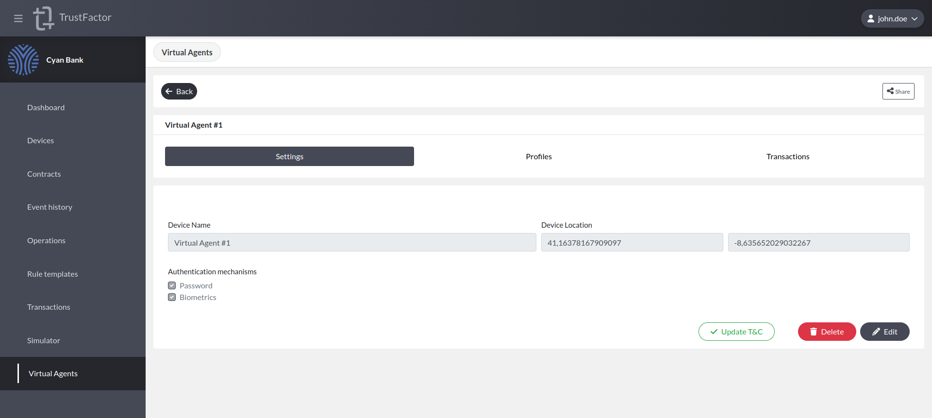 Virtual Agents Settings Virtual Agents Settings