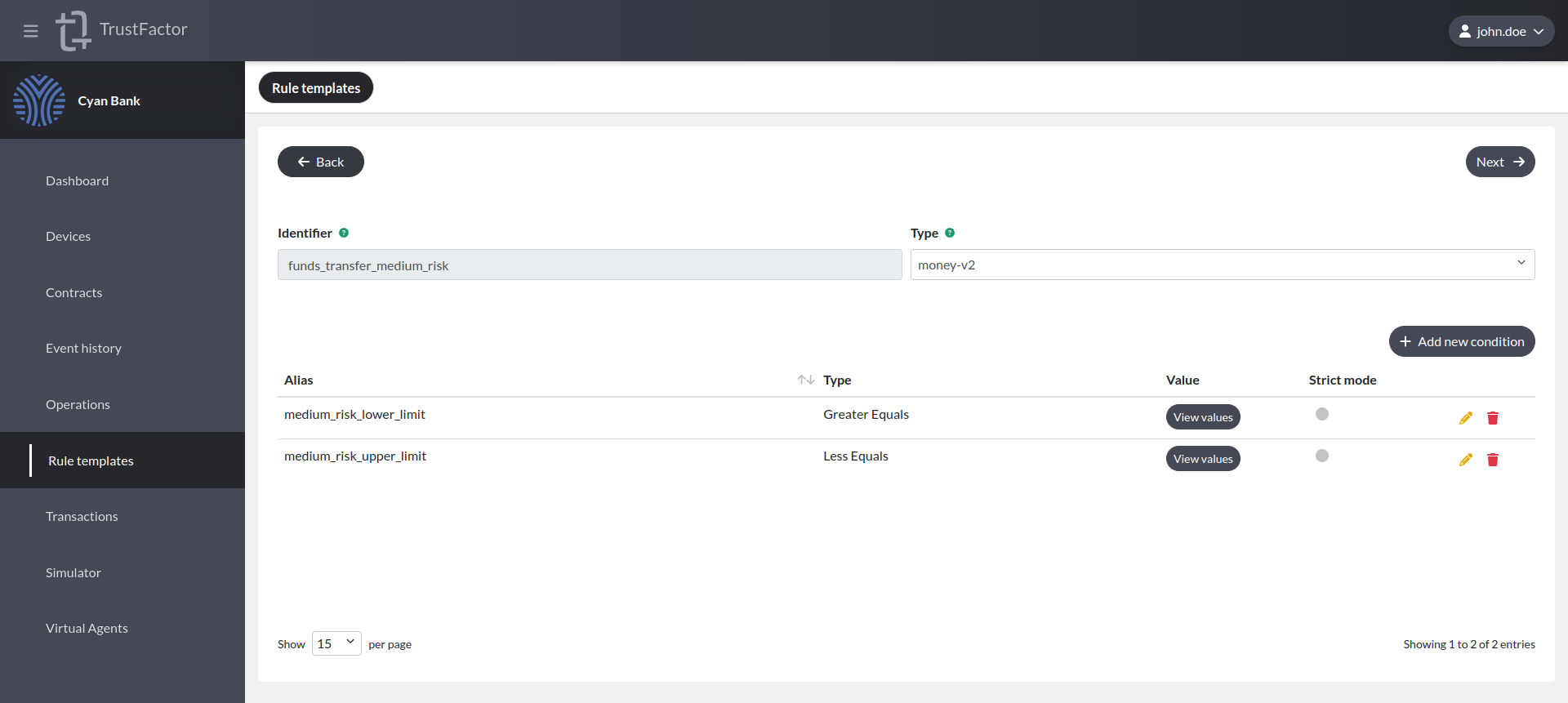 Rule Templates (Medium risk 2 conditions) Rule Templates (Medium risk 2 conditions)