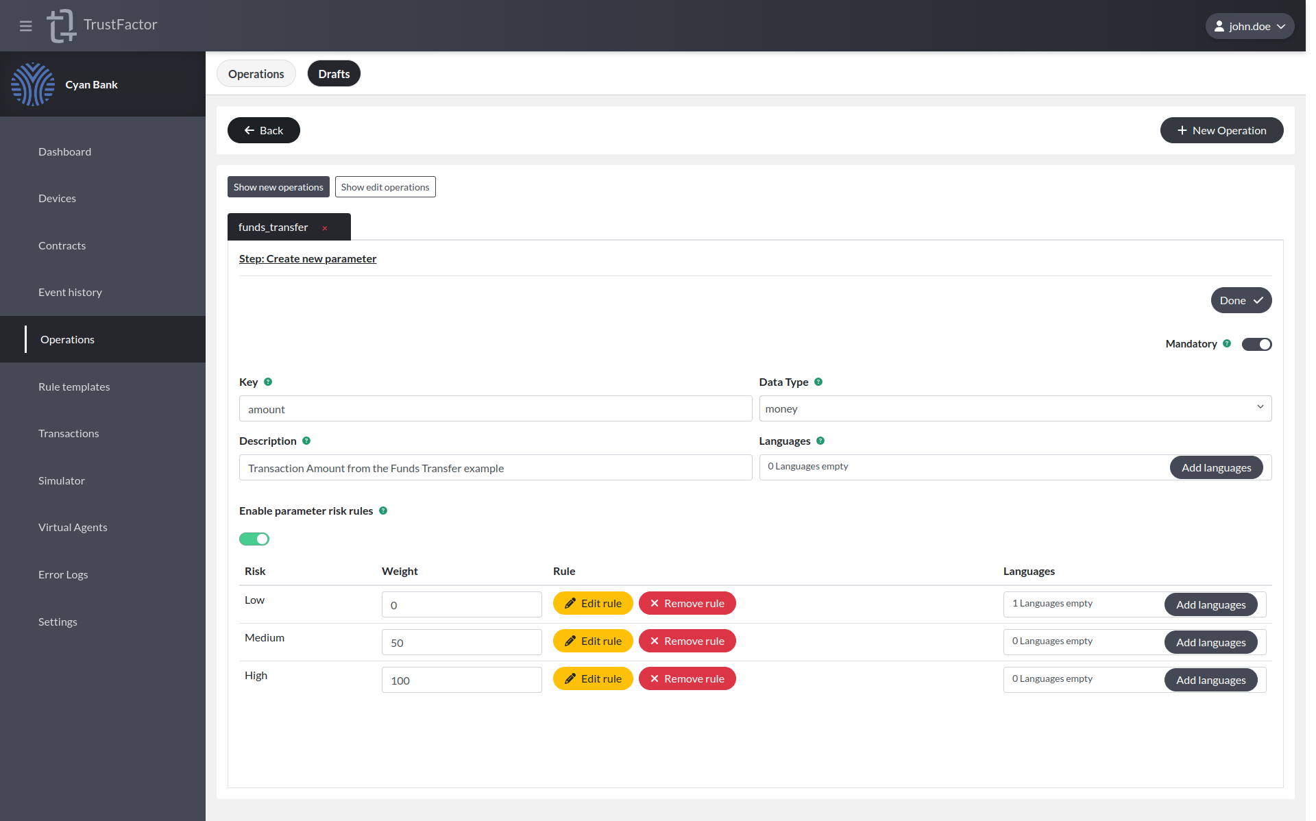 "Funds Transfer Amount Risk"